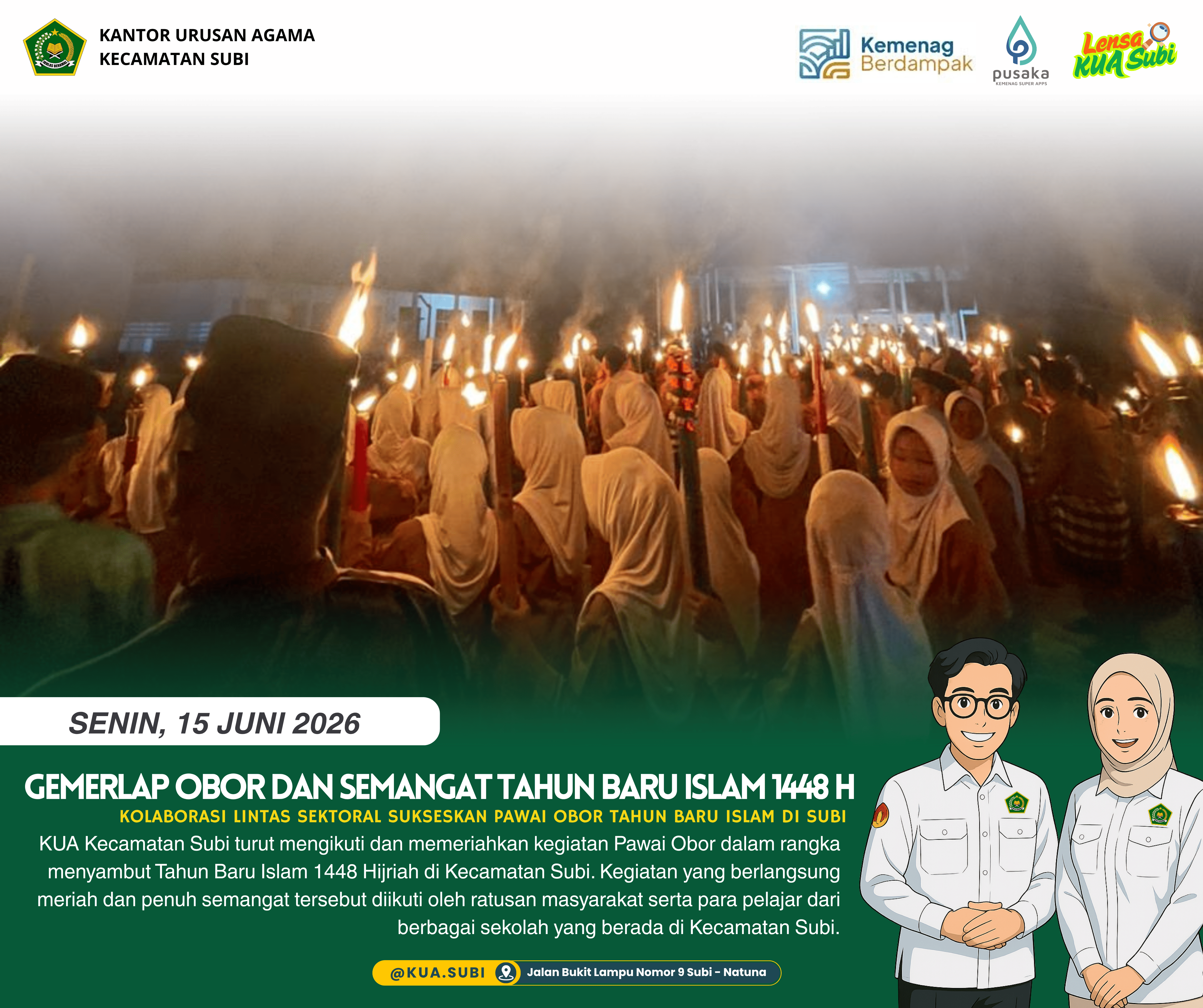 Kolaborasi Lintas Sektoral Sukseskan Pawai Obor Tahun Baru Islam 1448 H di Subi